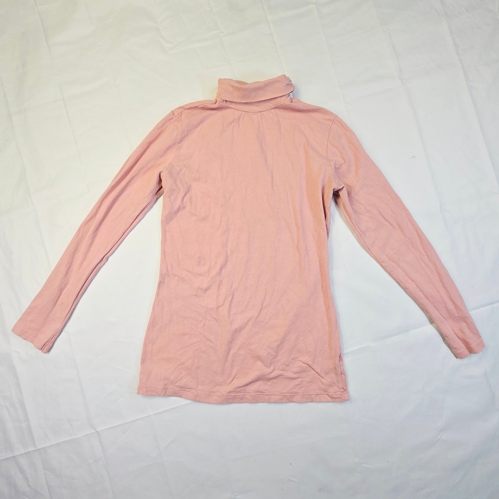 Ambiance Women's Turtleneck Long Sleeve Top Large Pink Solid Casual Layering H98